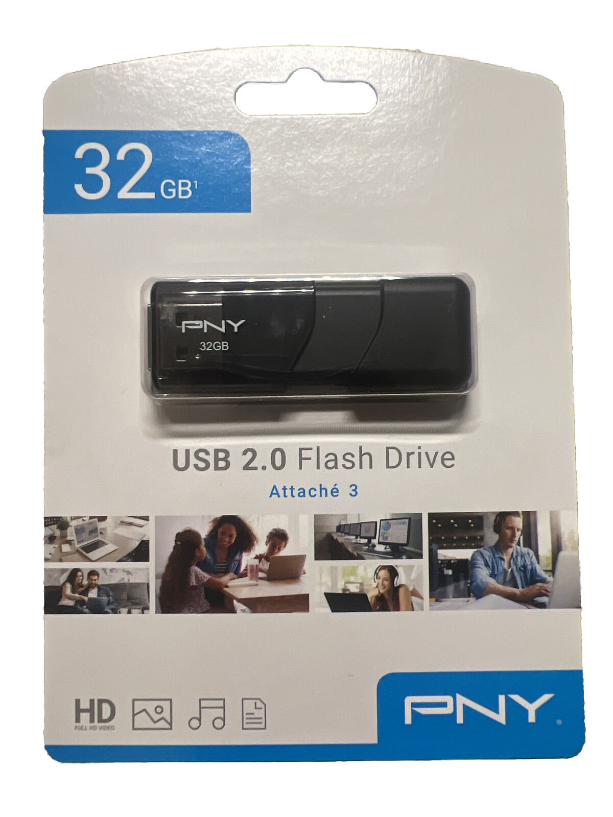 PNY 32GB USB 2.0 Attache 3 HD Flash Drive Mac & PC Compatible Black NEW SEALED 