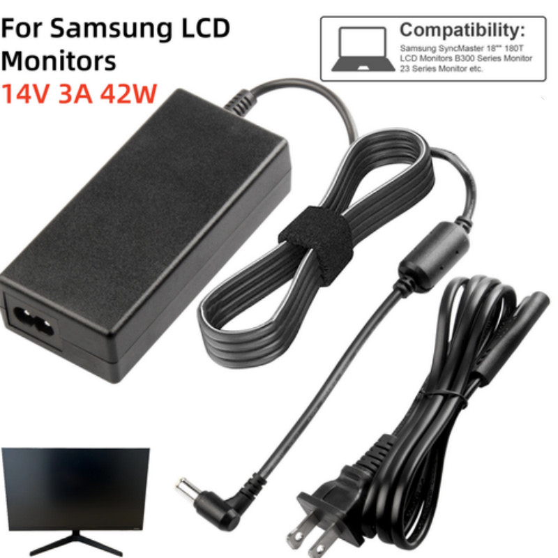 14V 3A AC Adapter For Samsung SyncMaster 15/17/18/19"" LCD TV Monitor 6.5*4.4mm