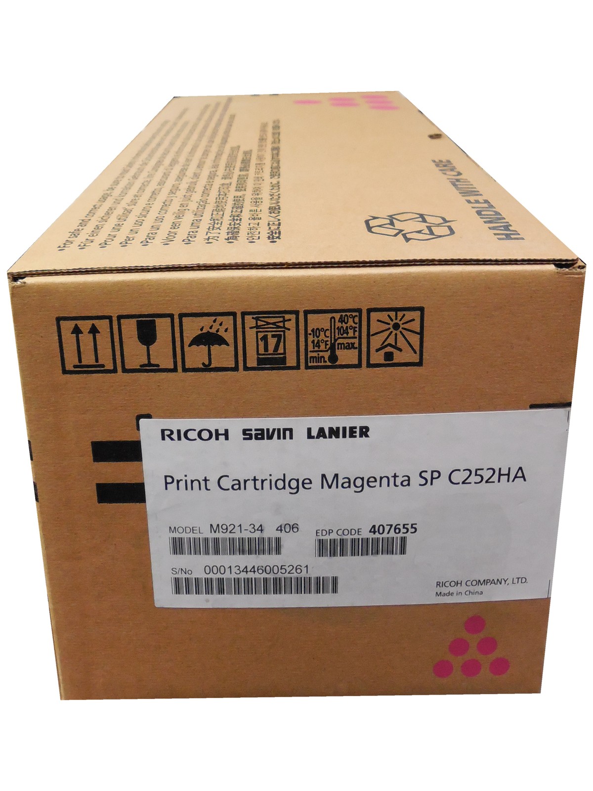 Ricoh 407655 Magenta Toner Cartridge SP C252HA Genuine OEM Original