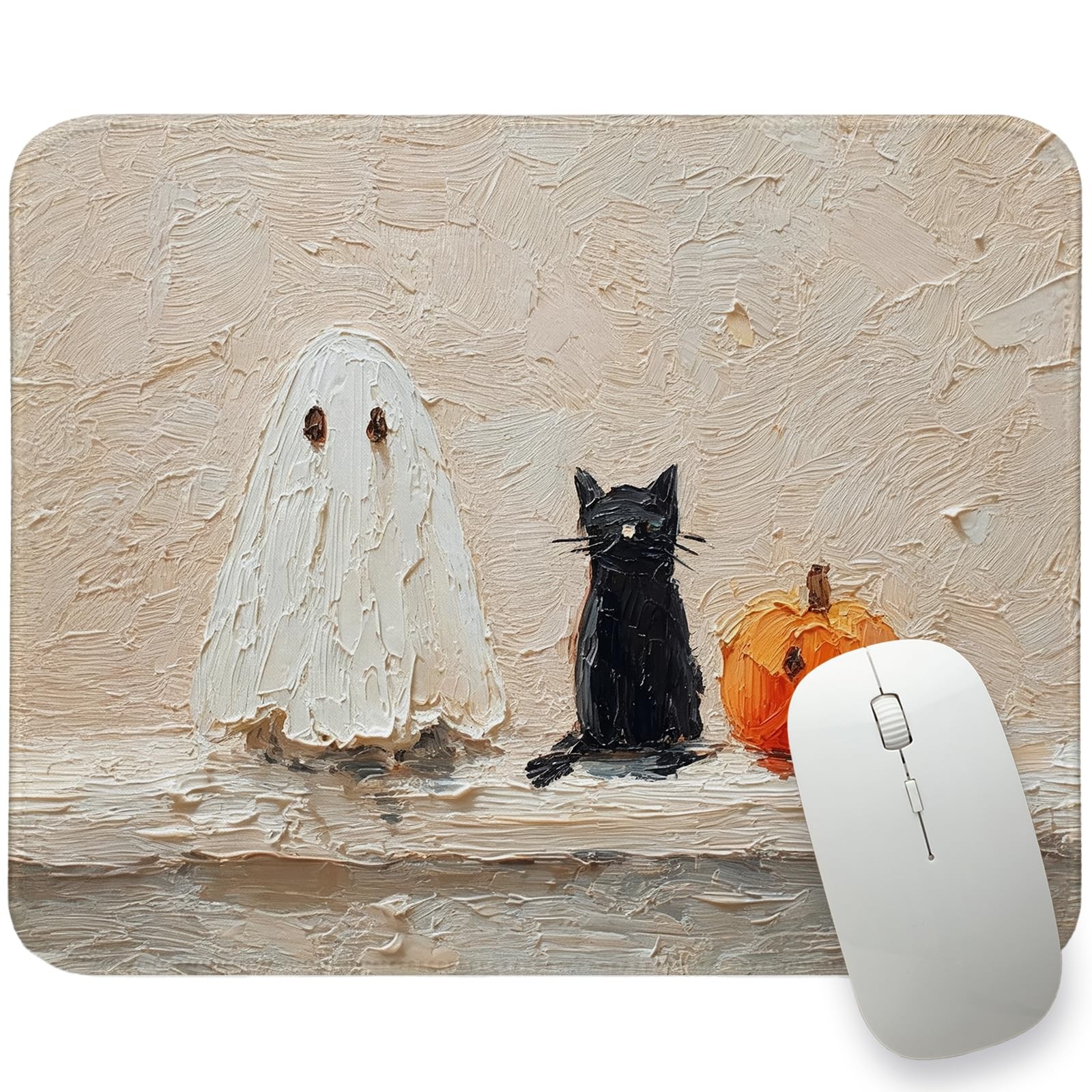 MIDEELR Black Cat Pumpkin Desk Mat Ghost Mouse Pad