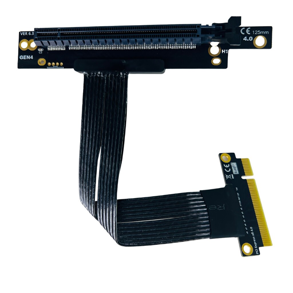 PCIE 4.0 X8 to X16 Extension Cable Lossless PCI-E 8x GEN4 270°Right Angle 16GB\S