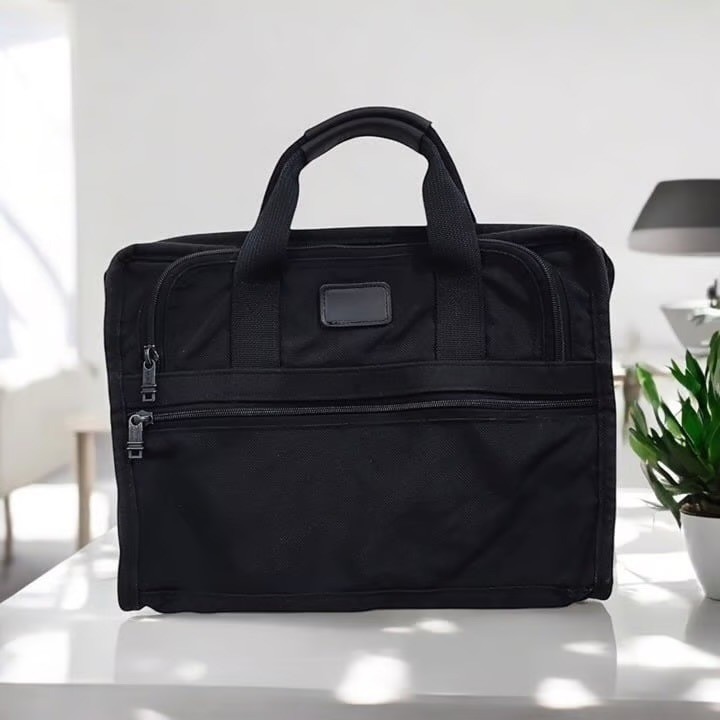 Tumi Black Nylon Slim Briefcase Laptop Bag Made in USA Travel Work