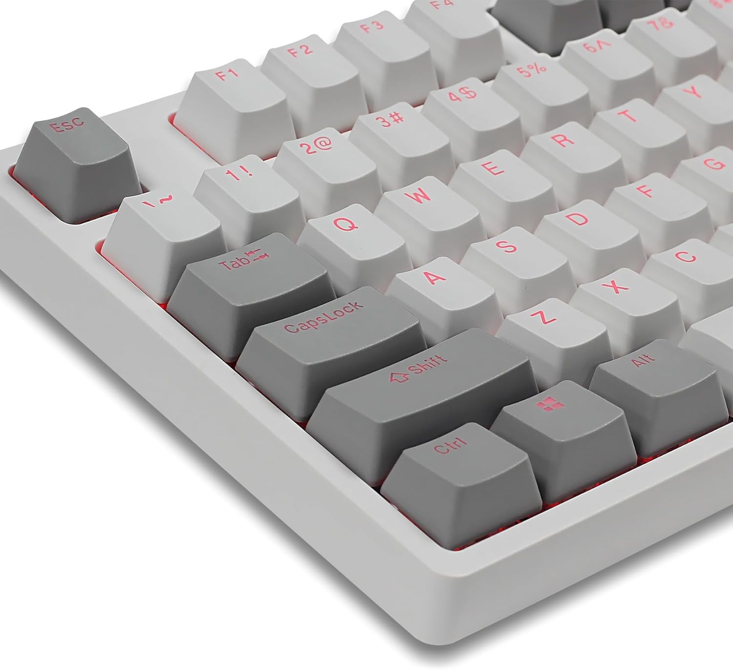 Happy Balls Keycaps Backlit PBT Cherry MX Keycap Set Gray and White 