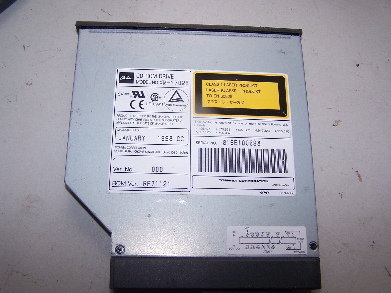 Toshiba  Laptop CD-ROM Drive XM-1702B  - Estate Sale SOLD AS IS - Untested