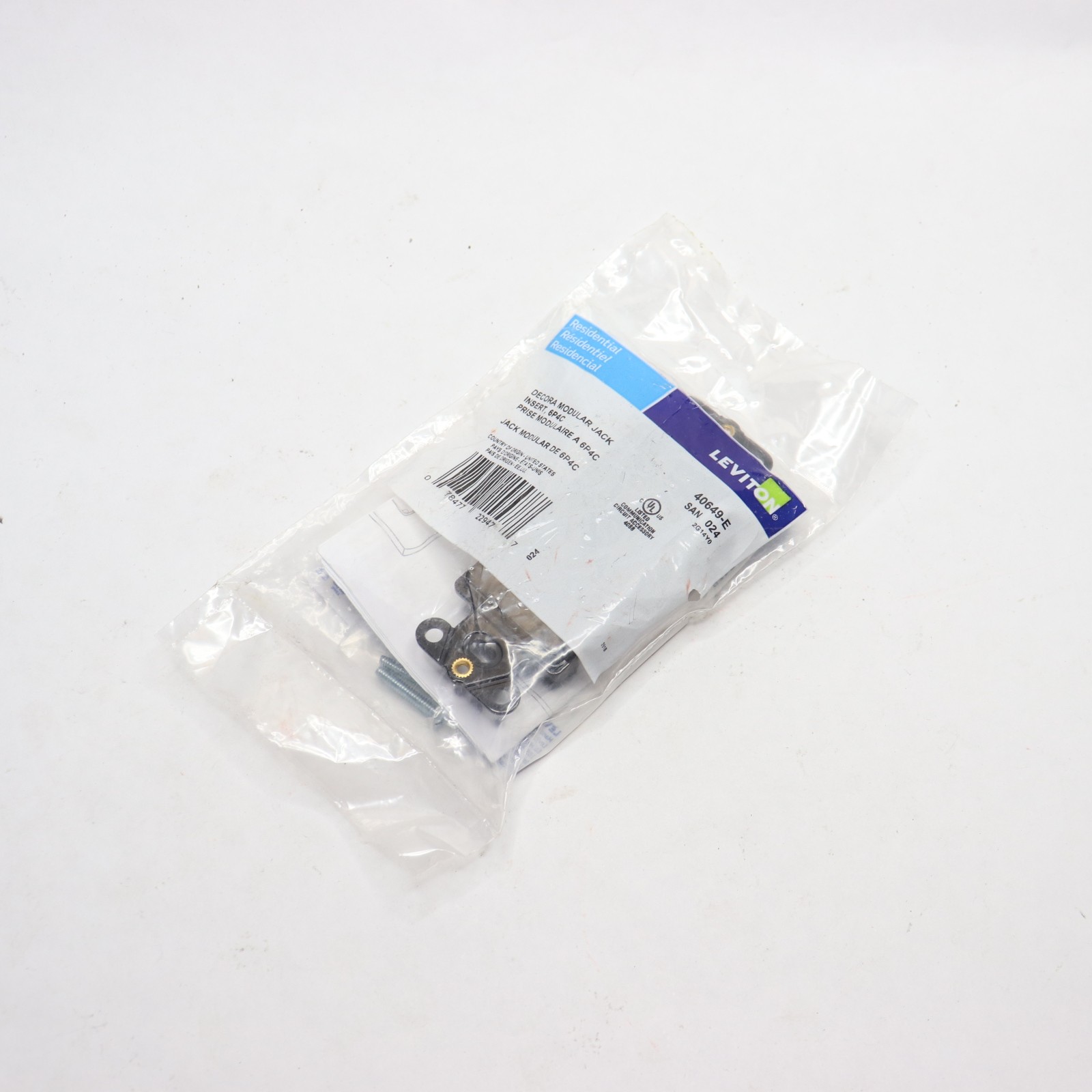 Leviton Decora Insert Screw Terminals Black 40649-E 
