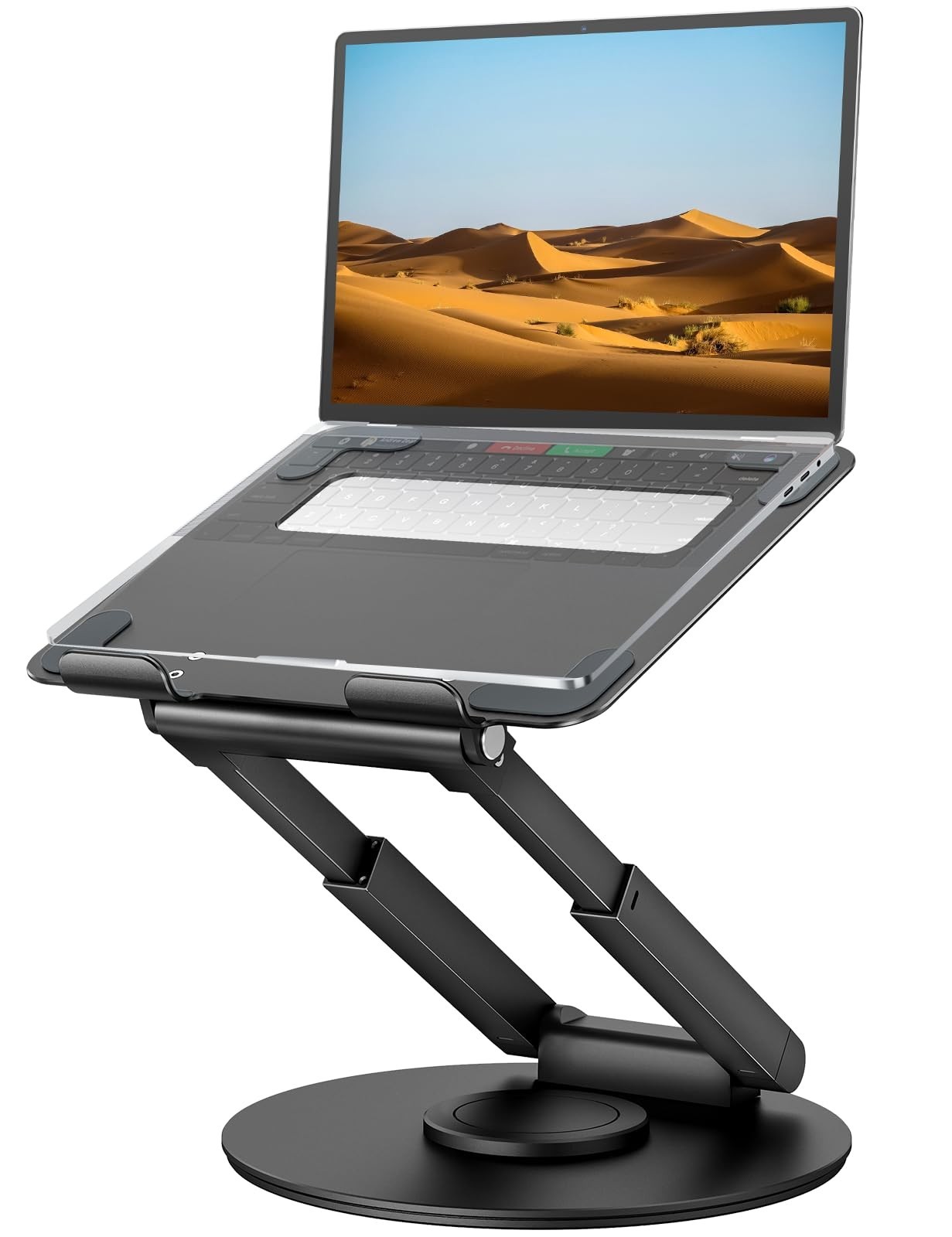 Telescopic Aluminum Laptop Stand 360° Swivel Sit-Stand Riser 10-17in Black