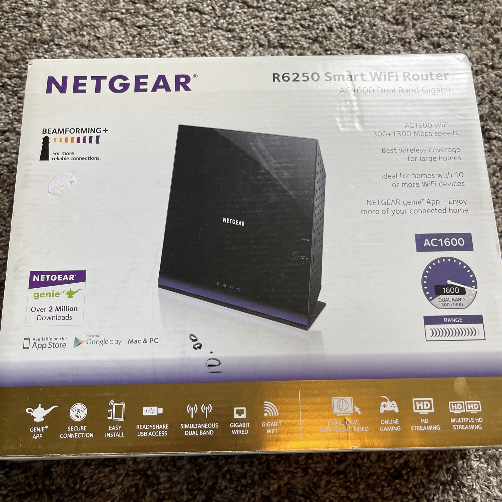 NETGEAR R6250 Smart WiFi Router AC1600 Dual Band Gigabit 