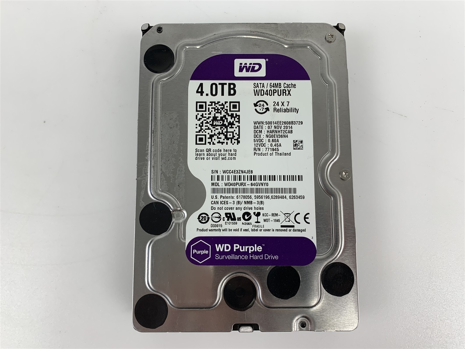 Western Digital WD Purple 4TB WD40PURX-64GVNY0 SATA 6.0 Gbps HDD