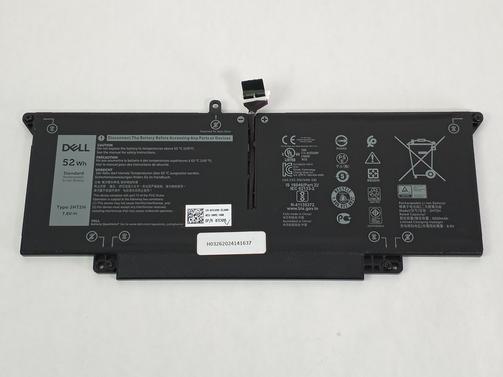 Dell JHT2H 6500mAh 4 Cell Laptop Battery for Latitude 7310 7410
