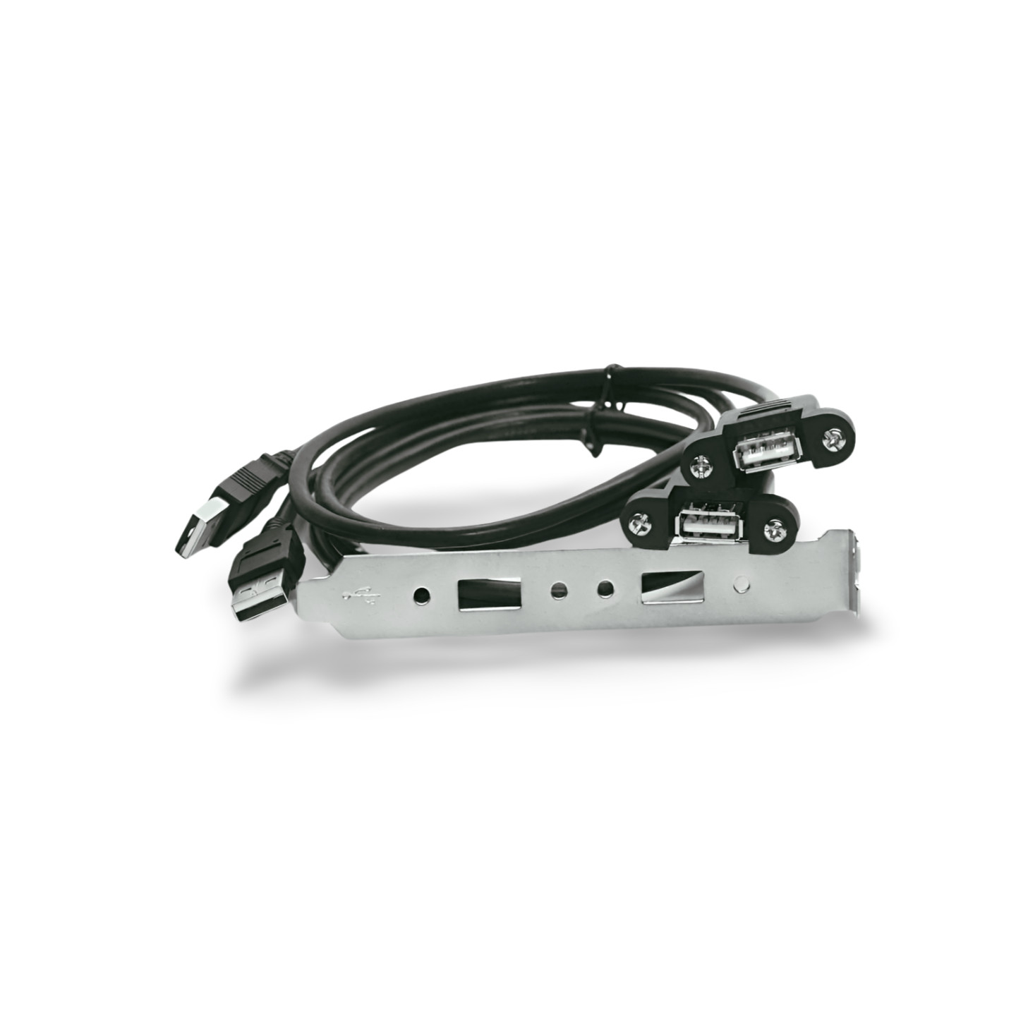 3ft USB 2.0 Panel Mount Cable Dual Port Bulkhead Cable Male Female - Black