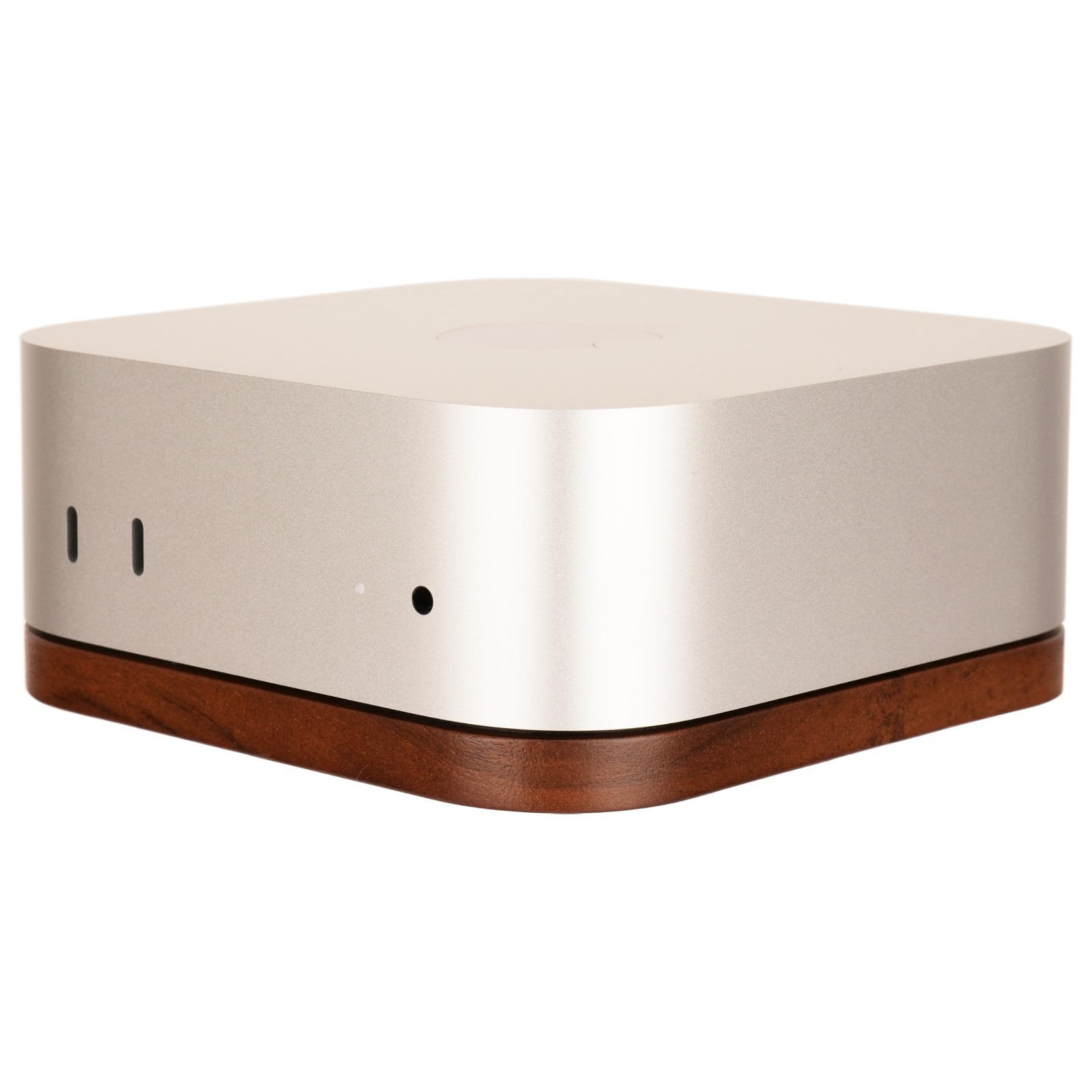 Walnut Mac mini Stand for M4 M5 2024-2028 Floating Design Power Button Access