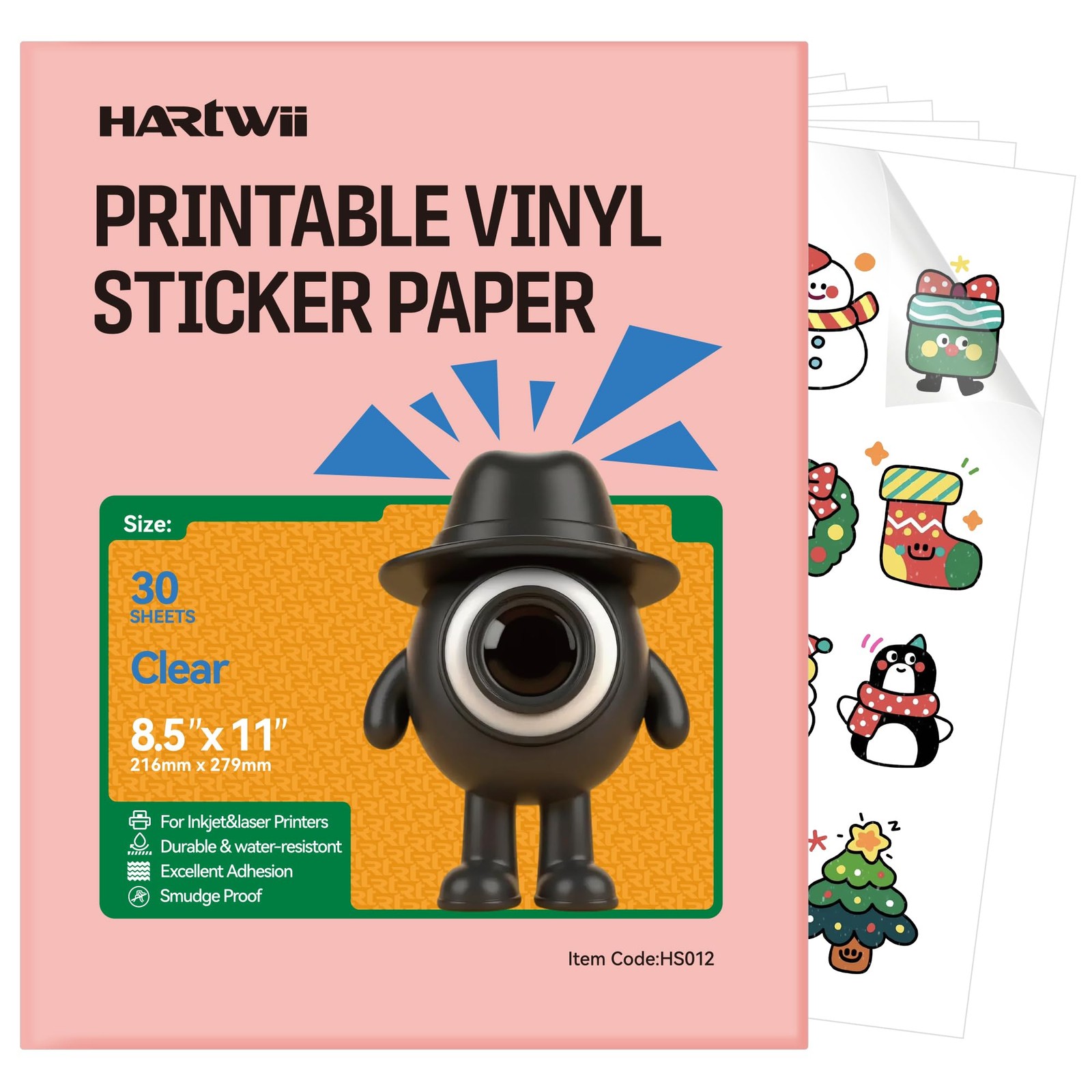 100% Clear Vinyl Sticker 30 Pack, 8.5x11 Inches Transparent Printable Sticker...