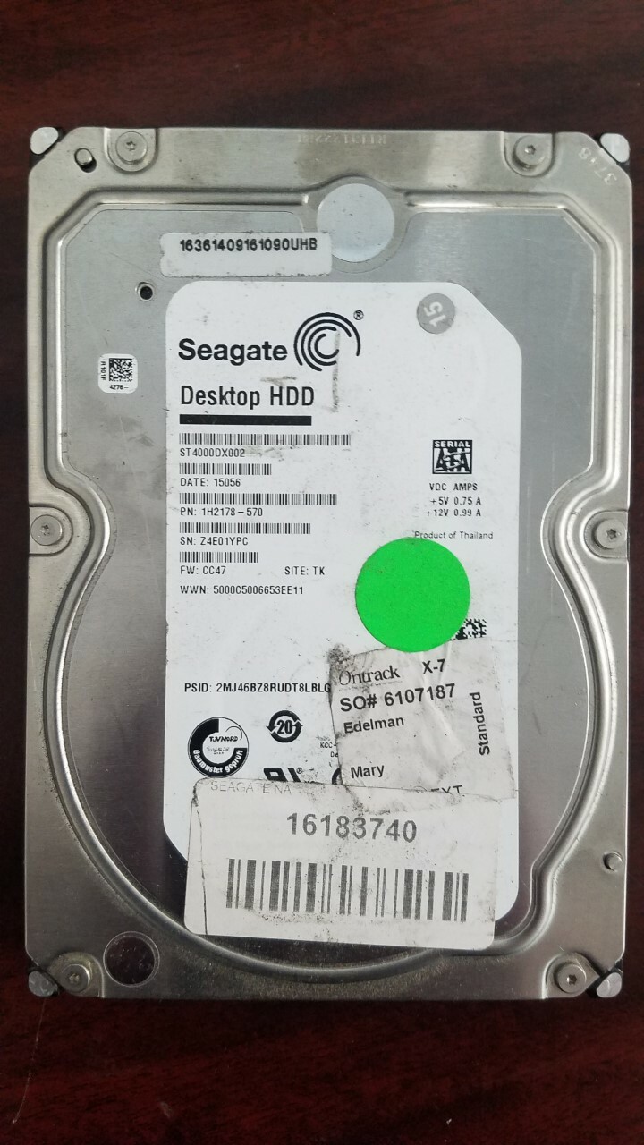 Seagate ST4000DX002 P/N: 1H2178-570 F/W: CC48 TK Z4E 4TB Desktop HDD