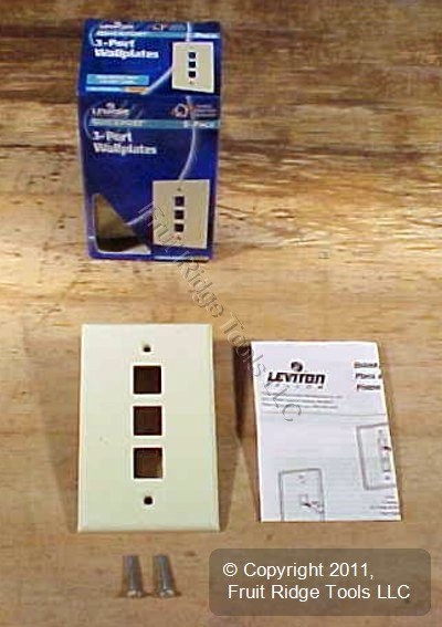 Leviton 41080-3AP Almond 5 3PT Quickport Wallplates 41080-3A 5-PACK Nylon 5-Pack
