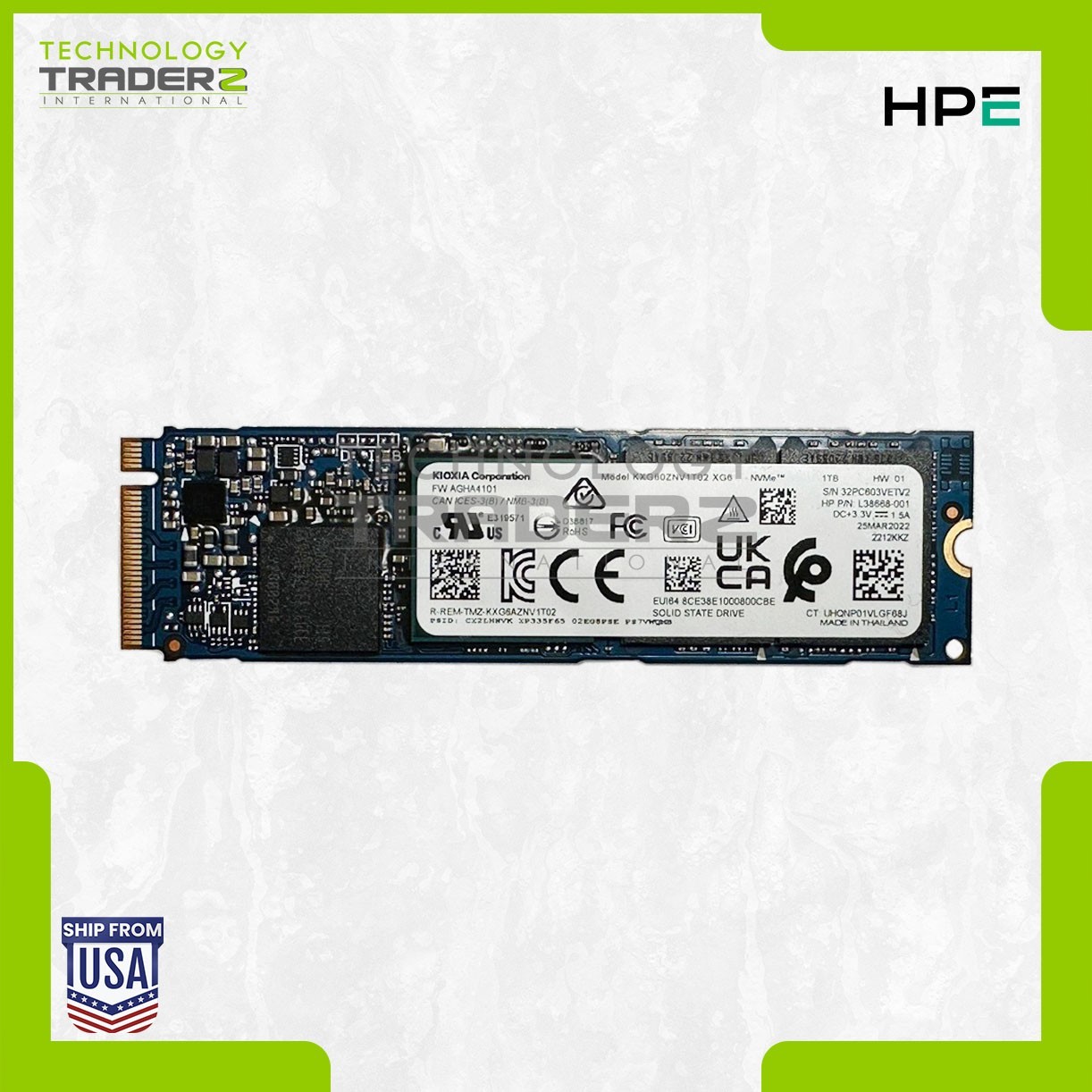 L38668-001 HP 1TB M.2 2280 XG6 NVME SSD KXG60ZNV1T02 XG6 L85348-001