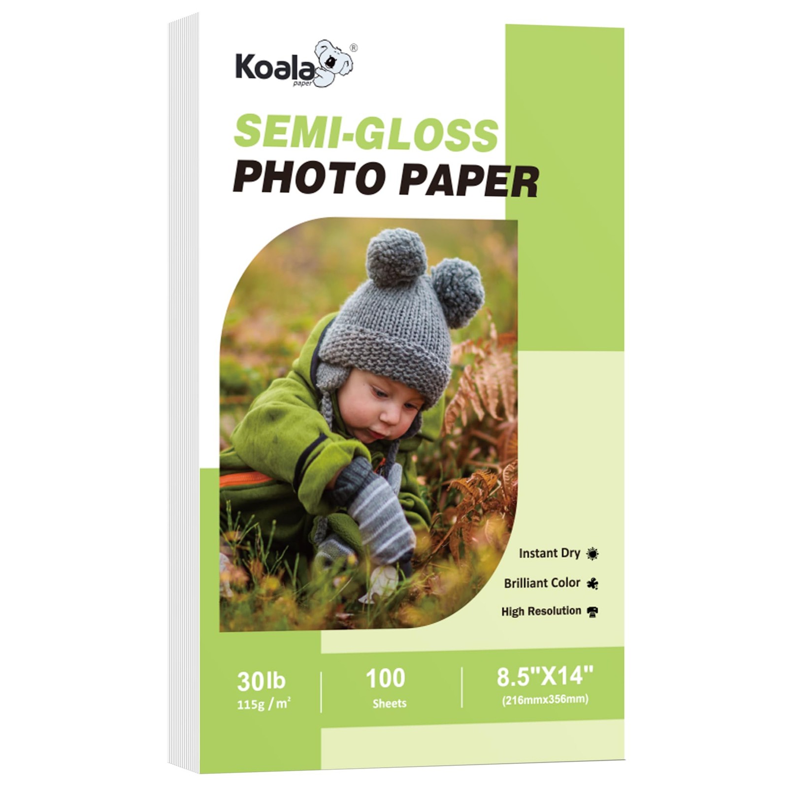 100 PCS Koala Thin SemiGlossy Photo Paper 8.5x14 Inch Legal Inkjet 6Mil