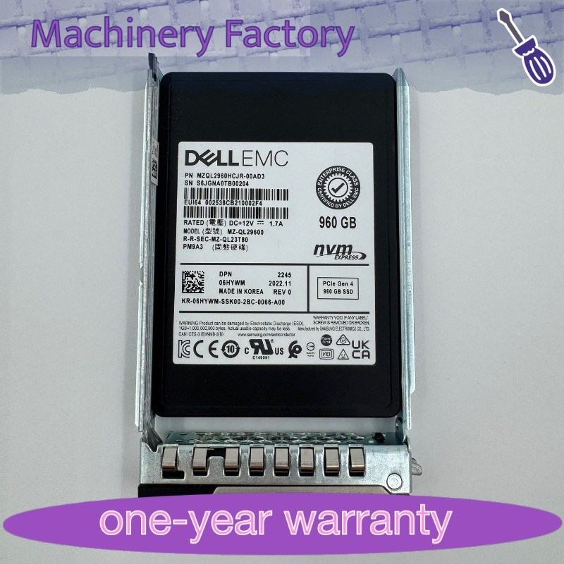 Samsung PM9A3 960GB 2.5" NVMe PCIe Solid State Drive MZQL2960HCJR-00AD3 DELL SSD