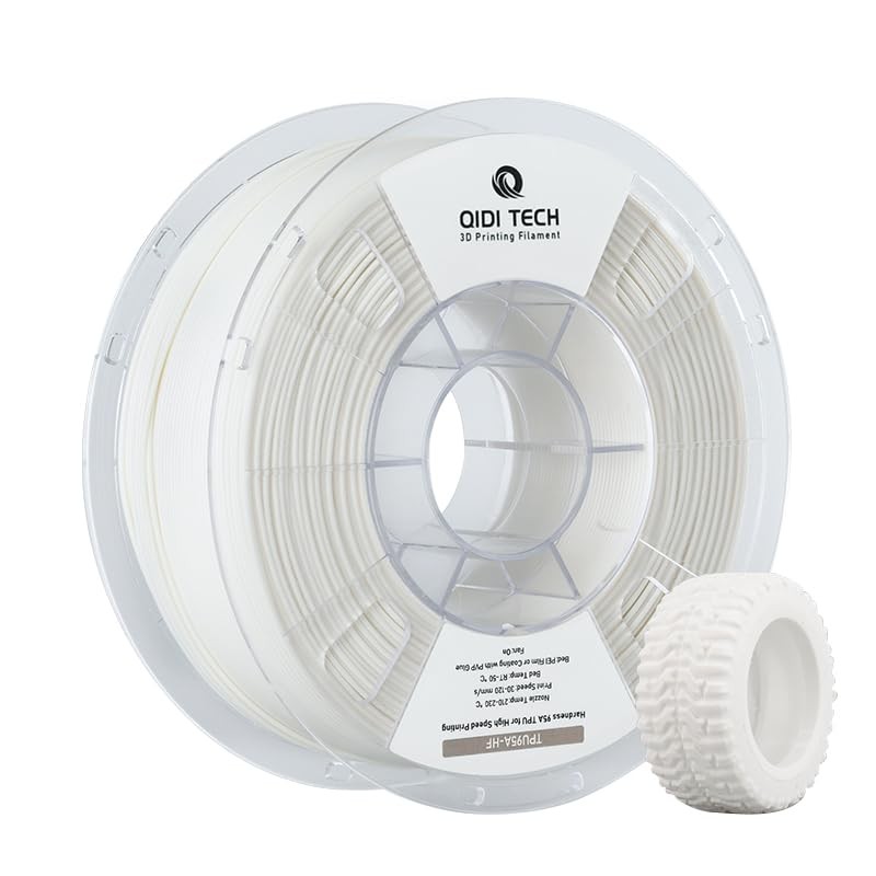 R QIDI TECHNOLOGY TPU 95A 3D Printer Filament 1kg Spool 1.75mm, White