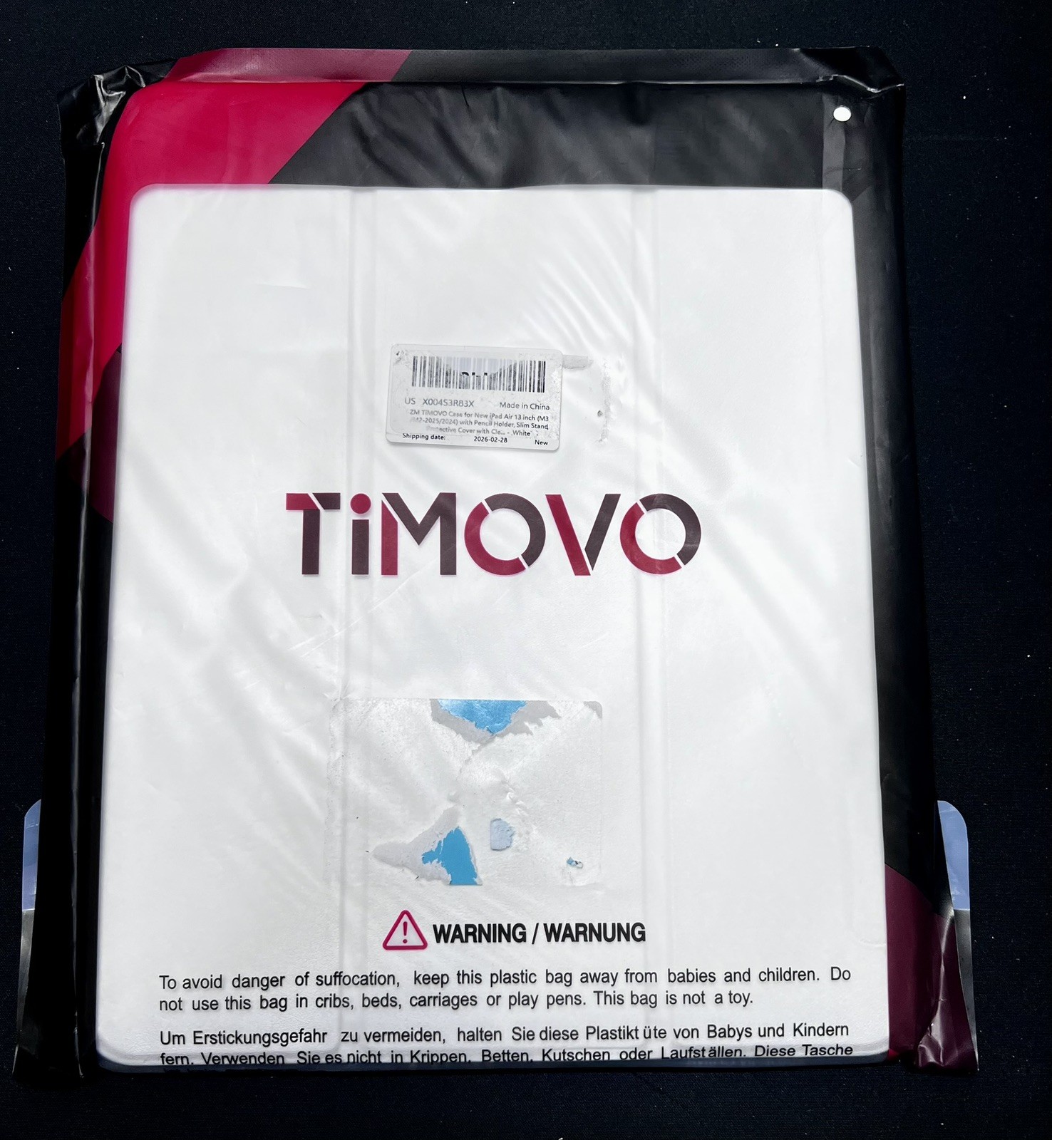 Timovo White Case For iPad Air 13 inch (M3/M2 2025-2024) with Pencil Holder.