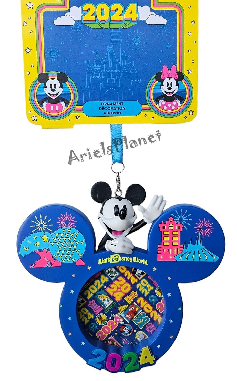 2024 Walt Disney World 4 Parks Holiday Christmas Mickey Picture Frame Ornament