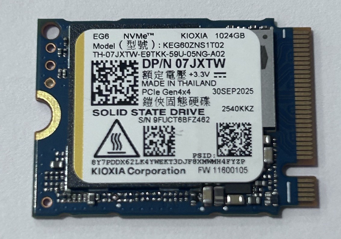 DELL OEM KIOXIA M.2 1TB 1024GB INTERNAL SSD EG6 KEG60ZNS1T02 PCIe GEN4x4 LAPTOP