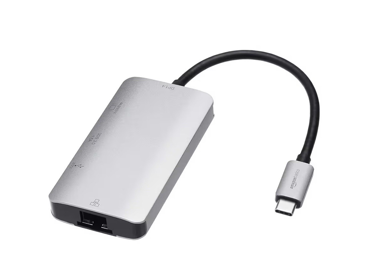 Amazon Basics 4-in-1 USB C Adapter w/ USB-C~HDMI Ethernet port USB 3.0 & 100 W..