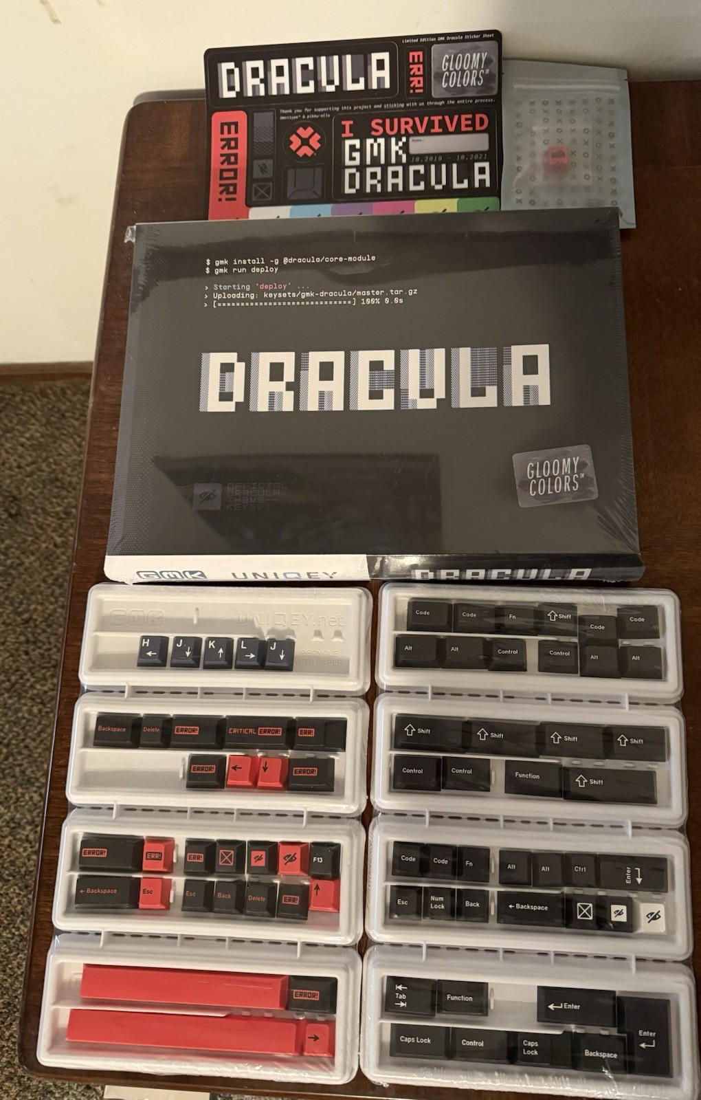 GMK Dracula R1 Base Kit + Err Kit + Nightmode Kit + Red RAMA Err Keycap Set