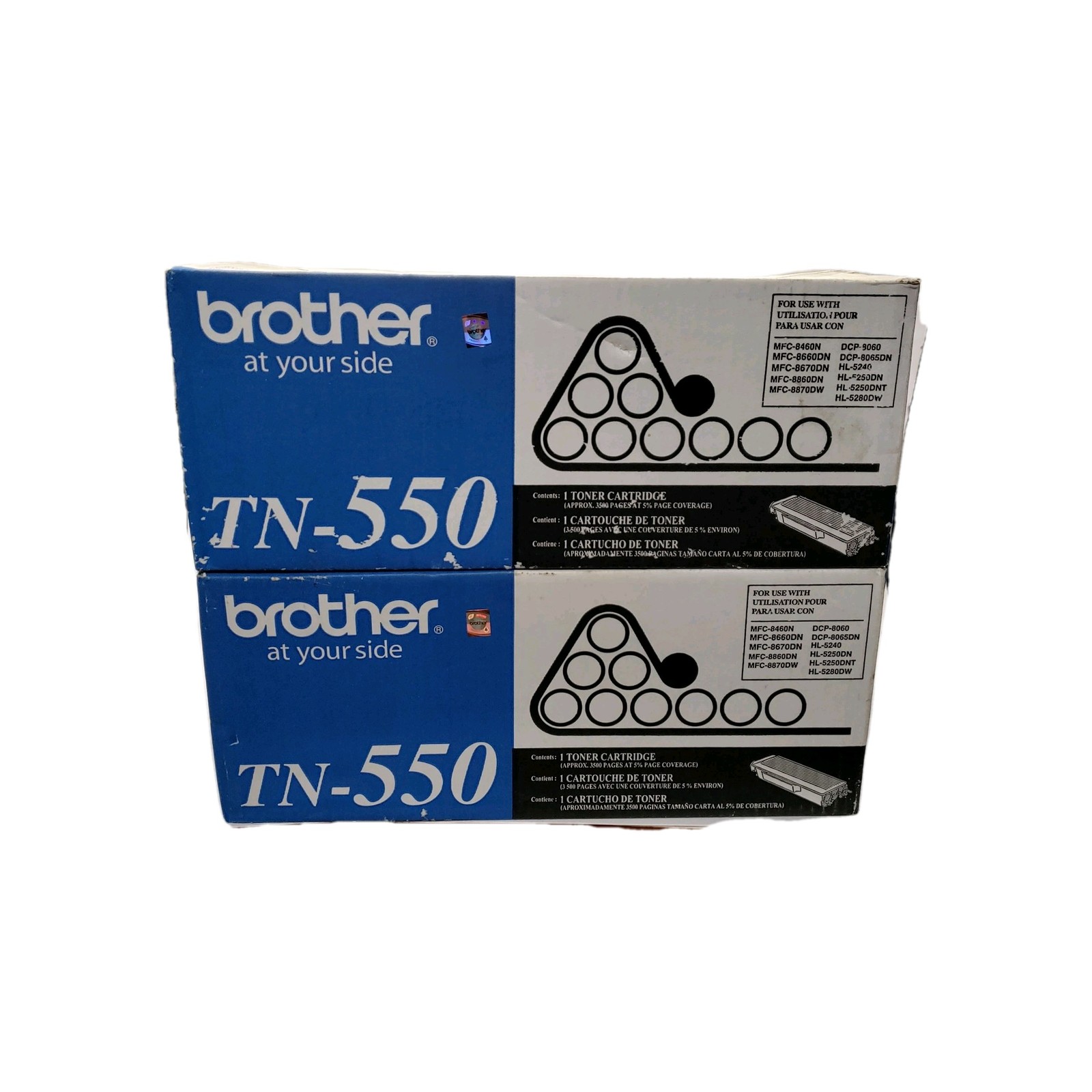 Lot of 2 Genuine Brother TN-550 Black Toner Cartridges OEM 