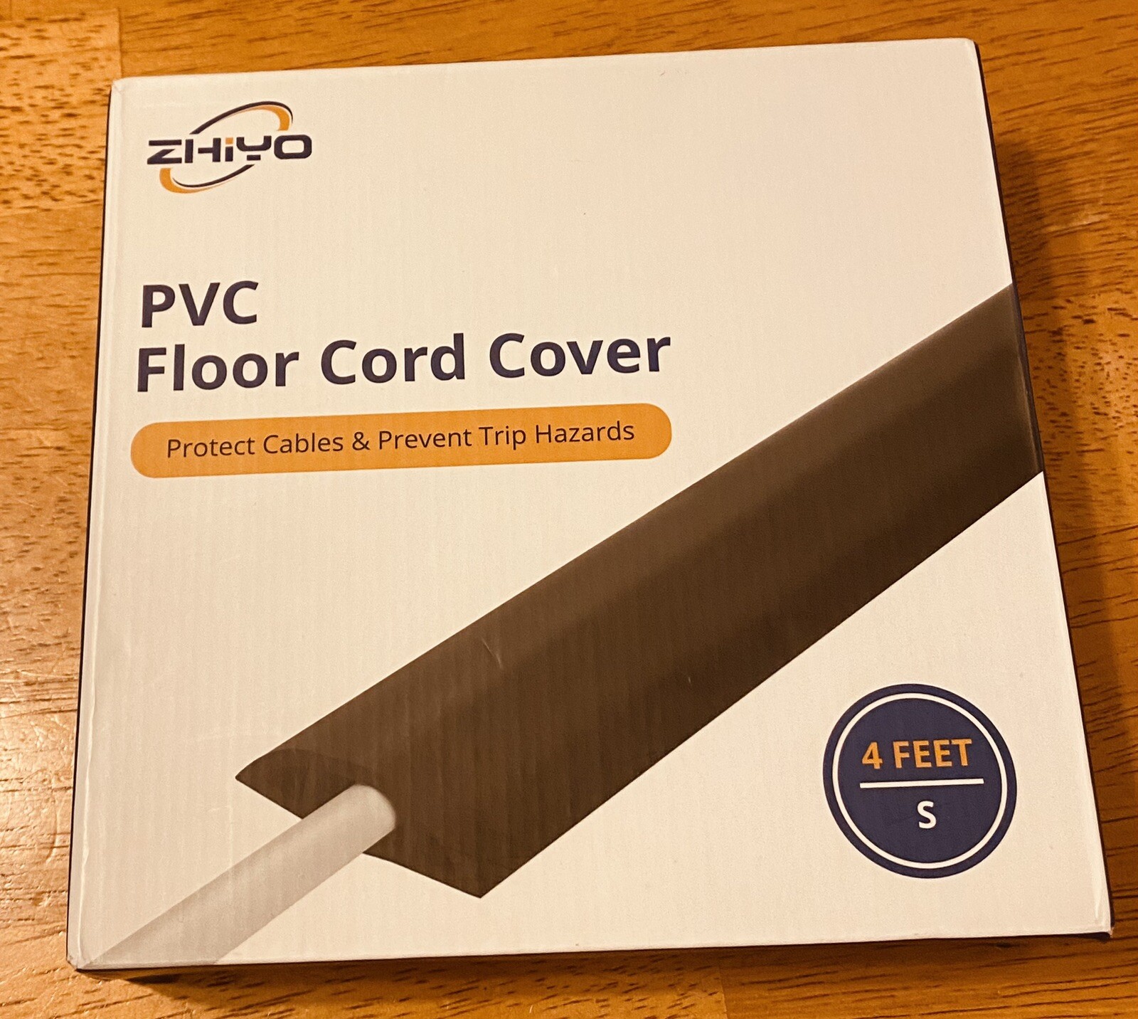 PVC Floor Cord Cover 4 Ft Length Small protect Cables Prevent Trips Zhiyo-black