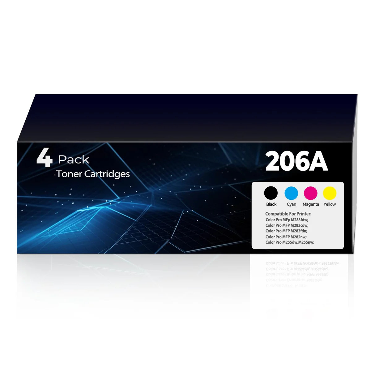 206A W2110A Compatible Toner 4 Pack w/ Chip for HP Color LaserJet M255dw M283fdw