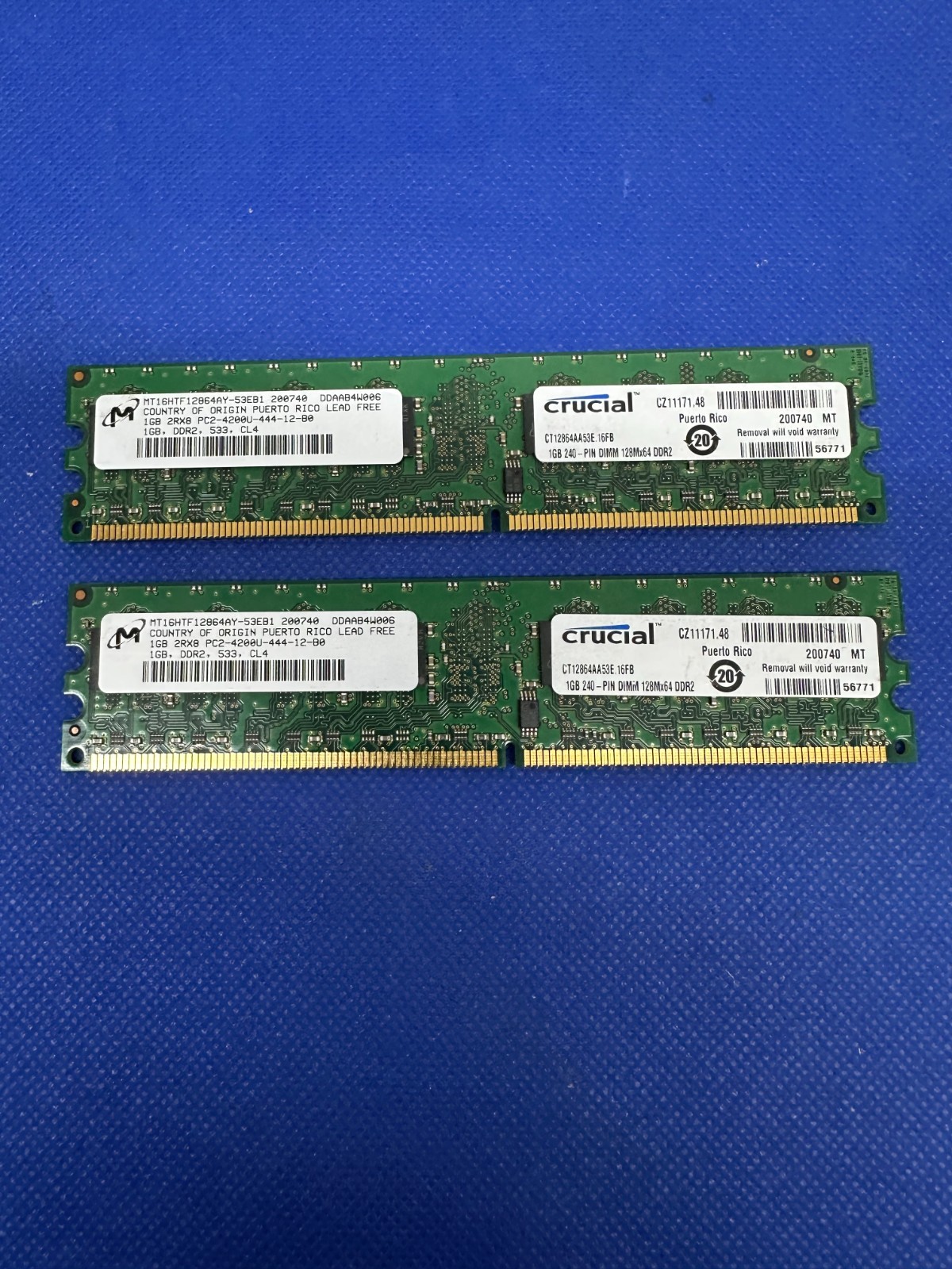Micron 2GB (2x1GB) DDR2-533 PC2-4200U Desktop RAM MT16HTF12864AY-53EB1