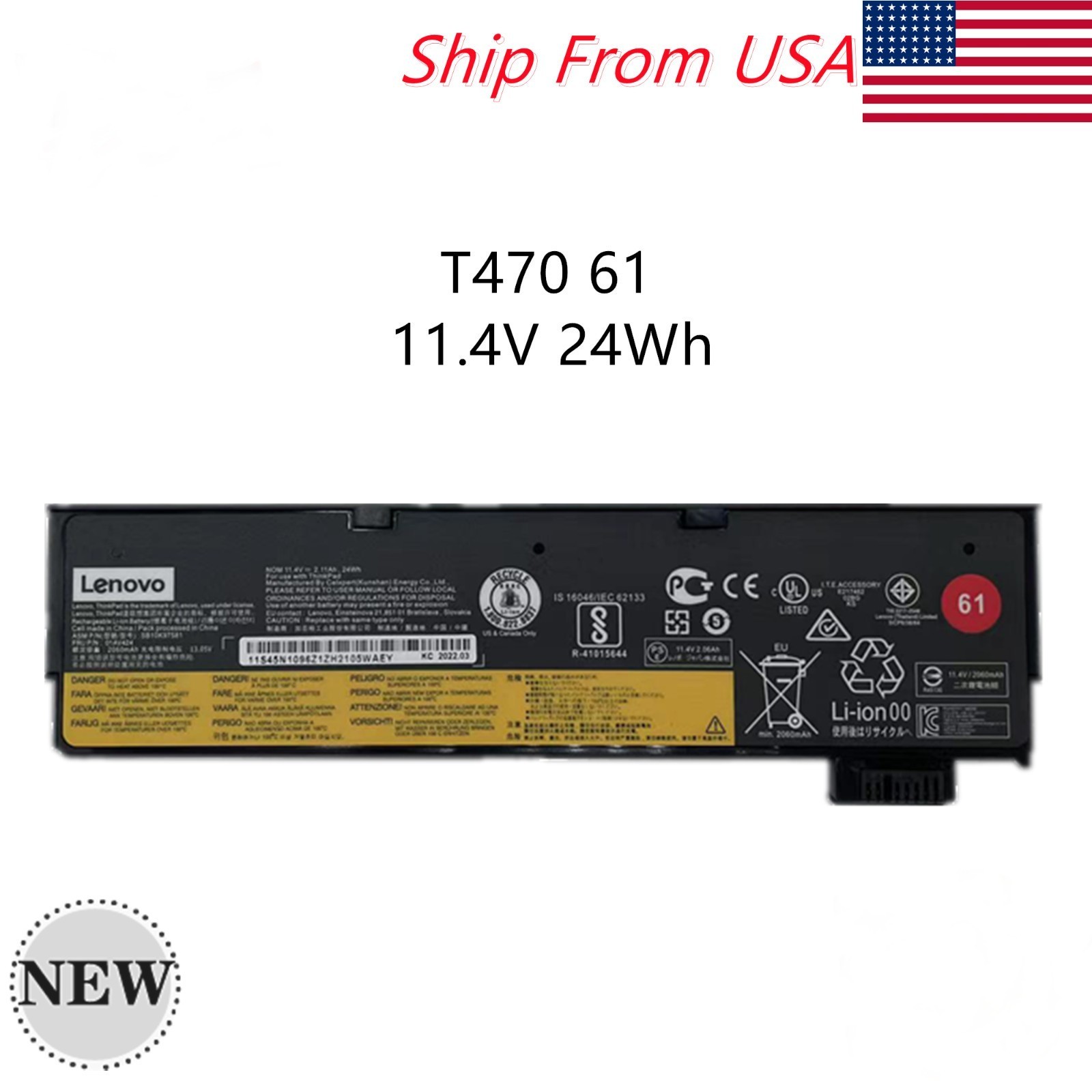 61 OEM 24WH 01AV423 Battery For Lenovo ThinkPad T470 T480 SB10K97579 SB10K97580