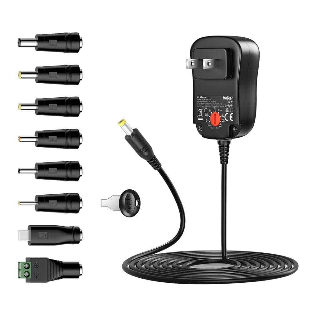 Belker 24W Multi Voltage 3V 4.5V 5V 6V 7.5V 9V 12V Universal AC DC Power... 