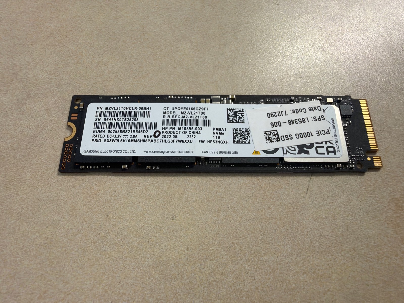 Original 1TB SAMSUNG PM9A1 MZ-VL21T00 NVME 2280 PCIE 4X4 TESTED PS5 READY