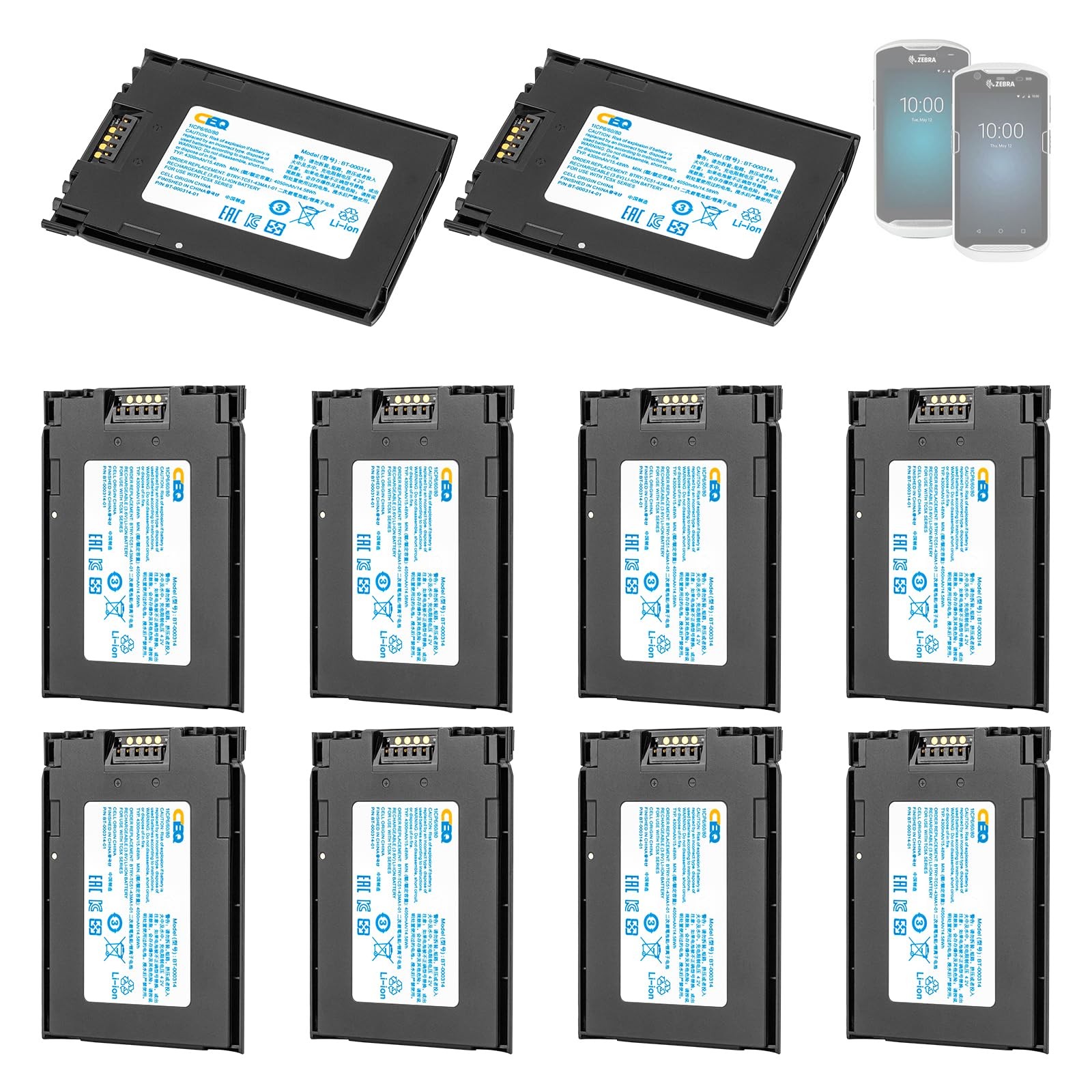10Pack for Zebra TC57 Scanner Battery BT-000314 Replacement TC51 black