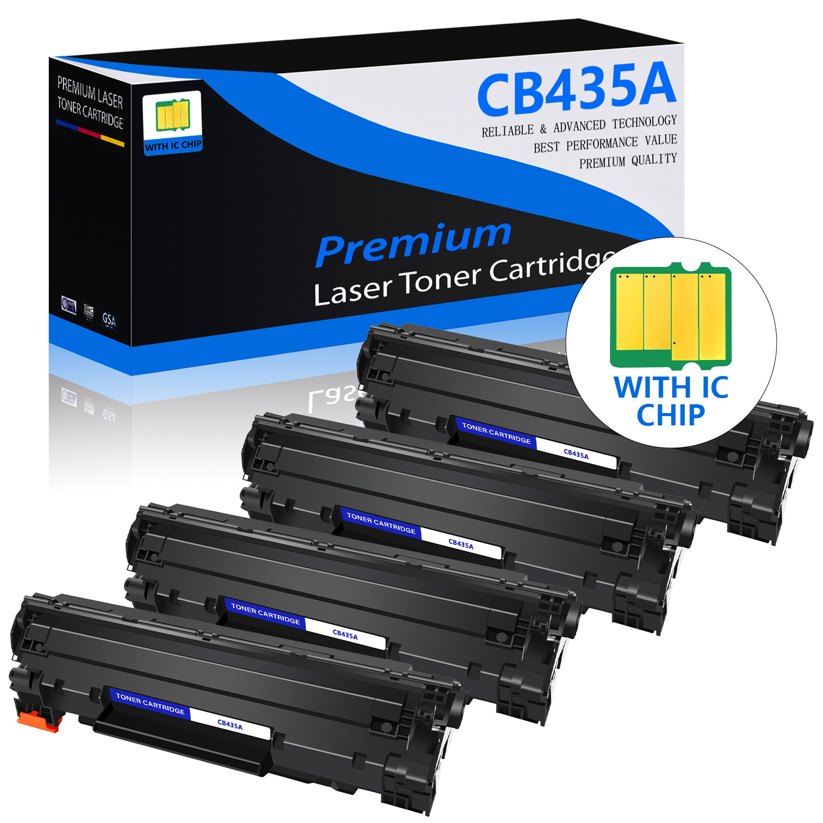4PK CB435A 35A Black Toner Cartridge for HP Laserjet P1005 P1006 P1003 Printer
