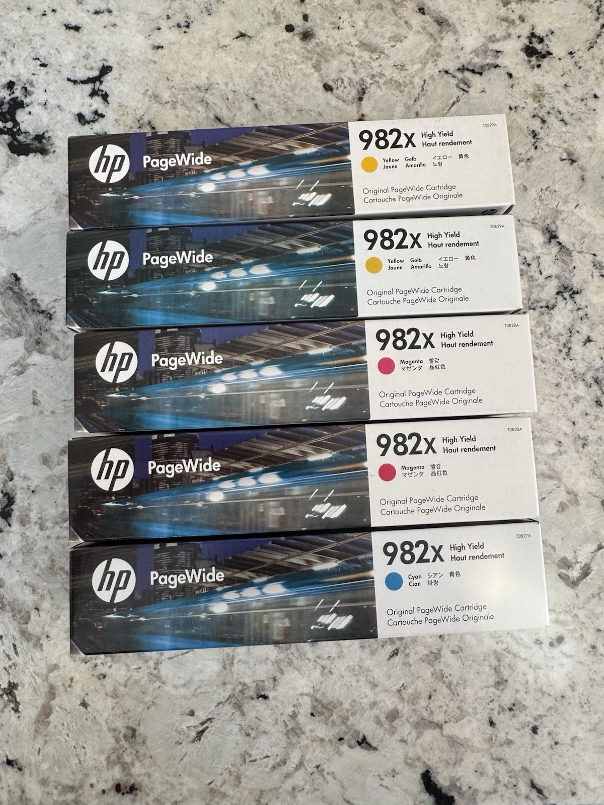 5 New Genuine HP 982X PageWide Cartridge Majenta Yellow Cyan High Yield Sealed
