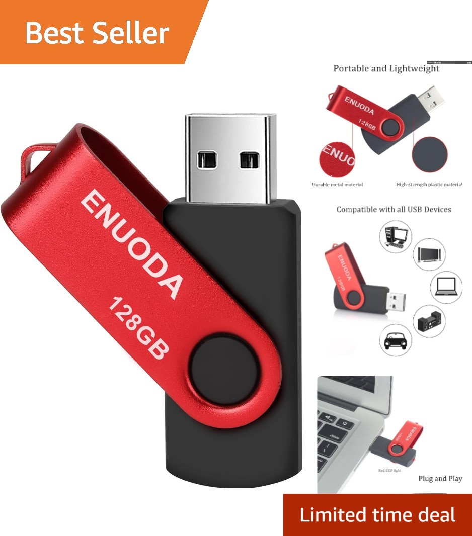 Compact 128GB Swivel Design USB Flash Drive - Dust Proof & Lightweight
