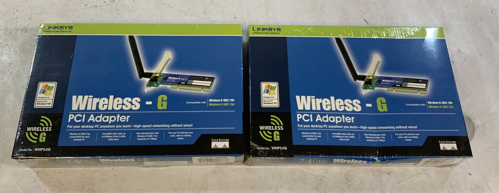 lot of 2 Linksys WMP54G Wireless G PCI Adapter With Antenna NEW & SEALED NS B7A