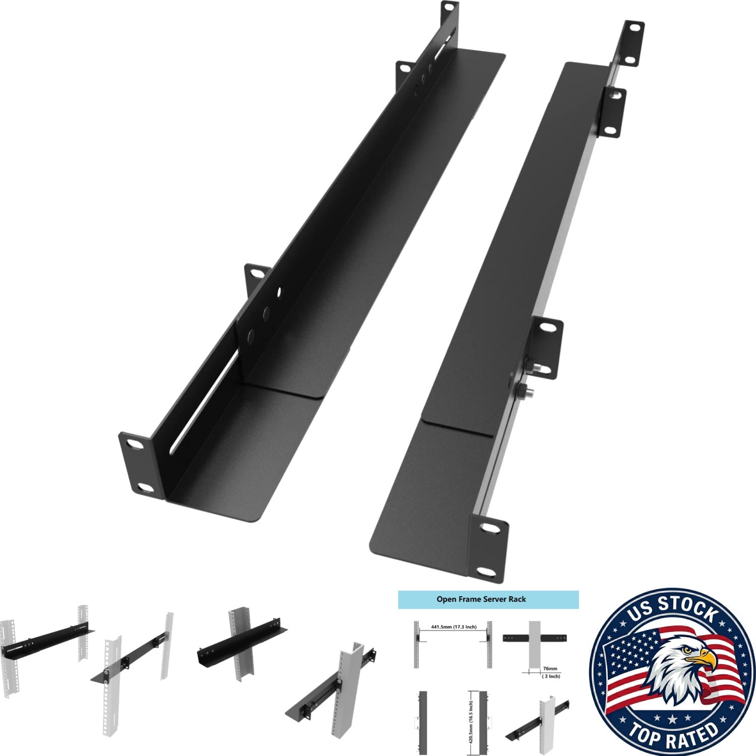 Universal 1U Server Rail Kit - 15-24" Adjustable Depth for 4-Post & 2-Post Racks