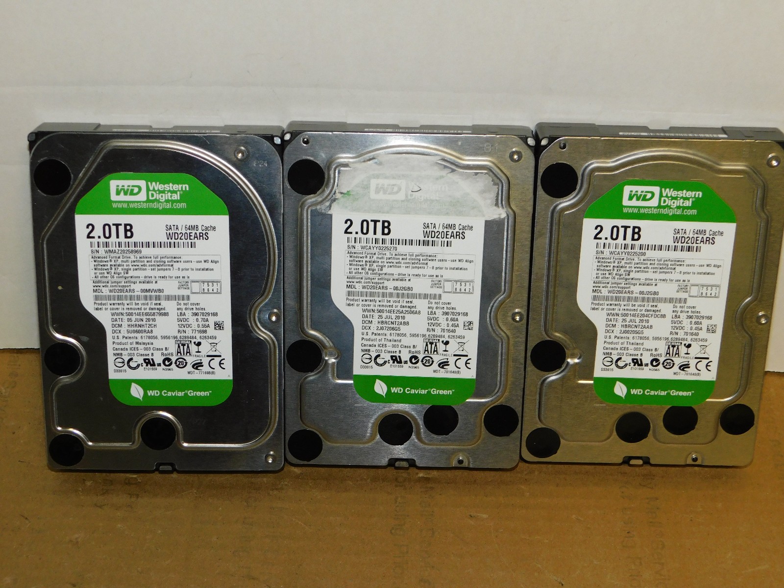3 Western Digital WD 2TB SATA 6gb/s, 3.5" HDD WD20EARS Hard drives HDD