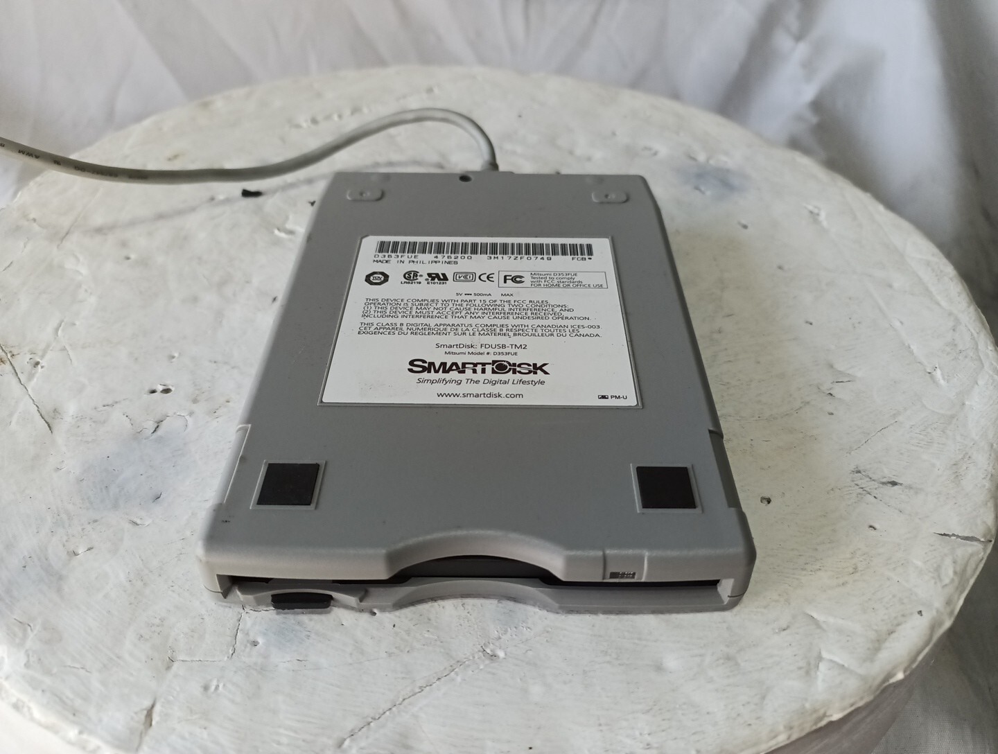 SmartDisk FDUSB-TM2 External USB 3.5in Floppy Disk Drive PC Mac Portable Gray