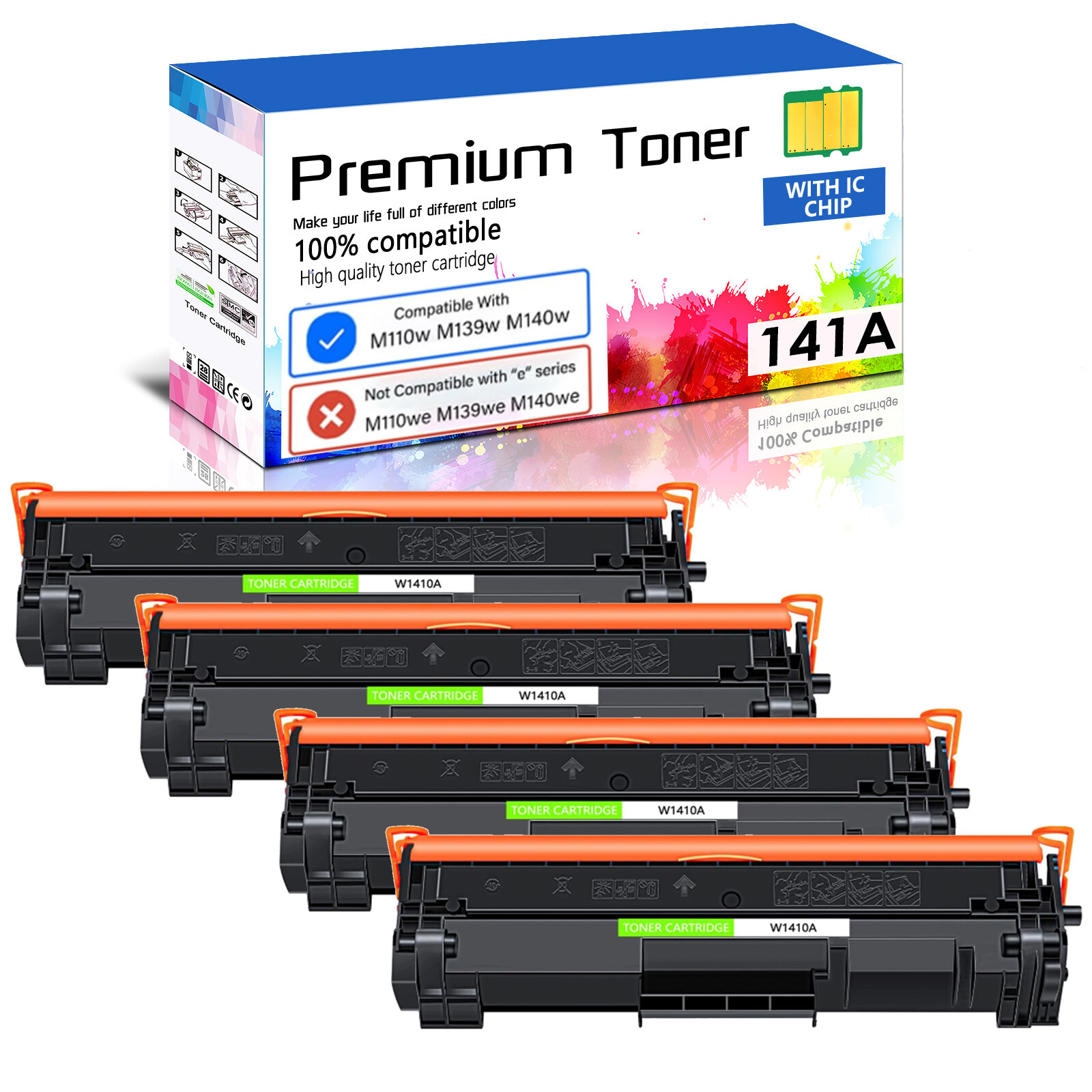 [New Chip] 1-4PK W1410A Toner Cartridge Compatible for HP M110w MFP M140w M139w