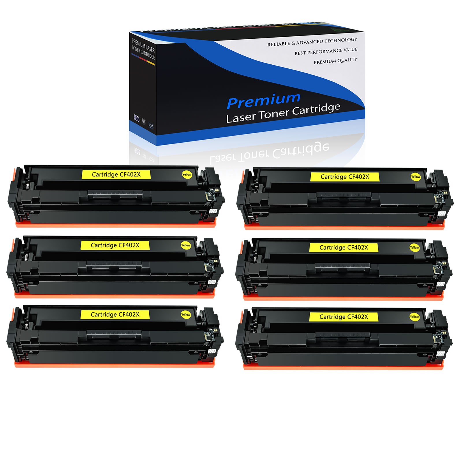 6 Pack Yellow CF402X 201X Toner for HP LaserJet M252n M277dw M277n M252dw