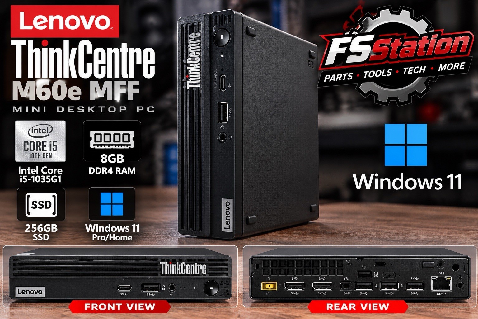 Lenovo ThinkCentre M60e MFF Mini PC Intel i5-1035G1 8GB RAM 256GB SSD Win 11