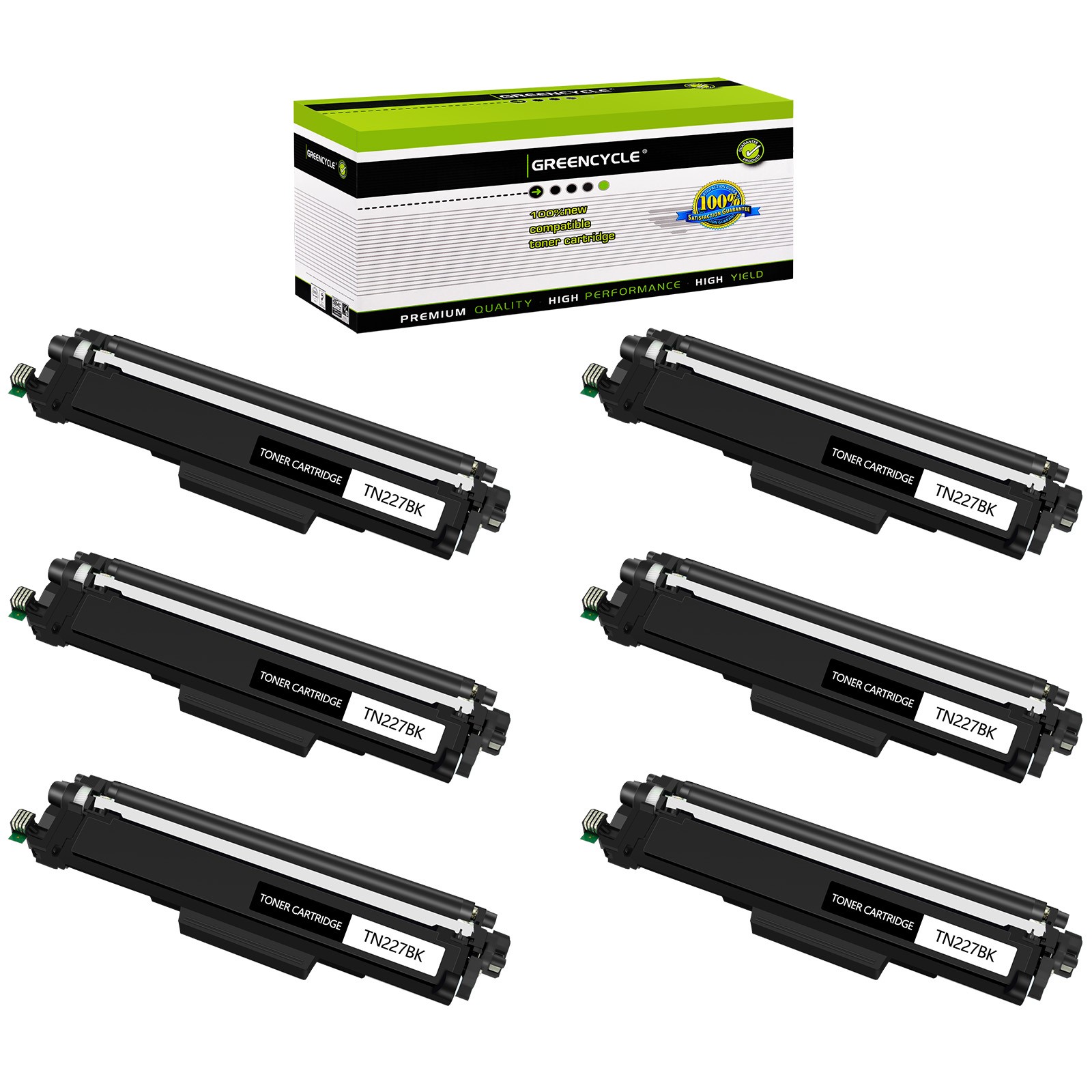 6PK TN227BK Black Toner Compatible with MFC-L3710CW MFC-L3750CDW MFC-L3730CDN DC