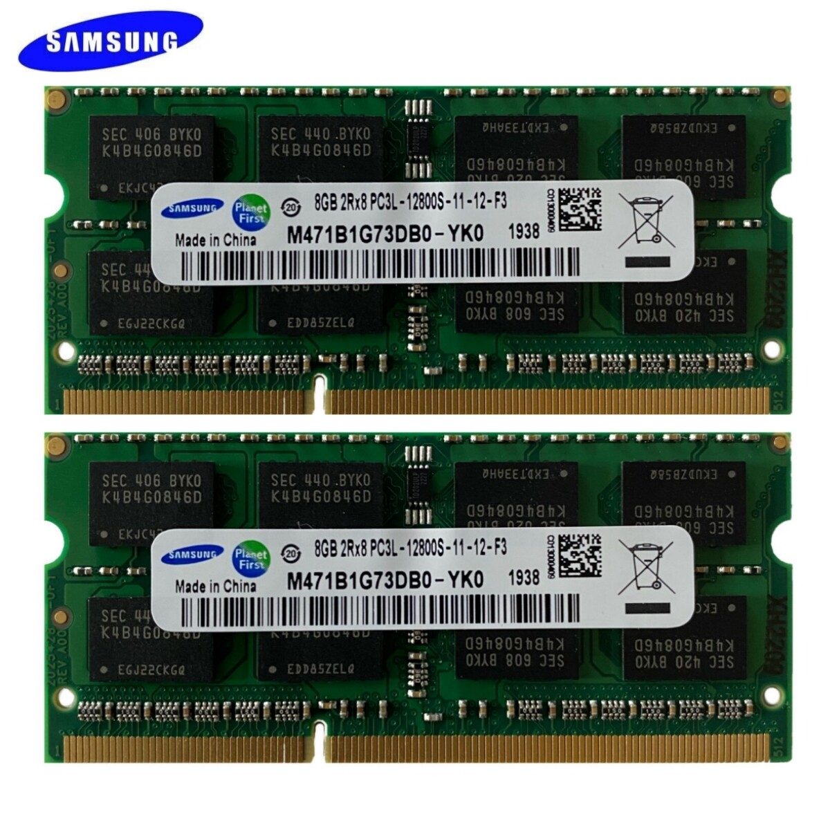 SAMSUNG DDR3L 1600MHz 16GB (2 x 8GB)  PC3L-12800 2Rx8 Laptop Memory SODIMM RAM