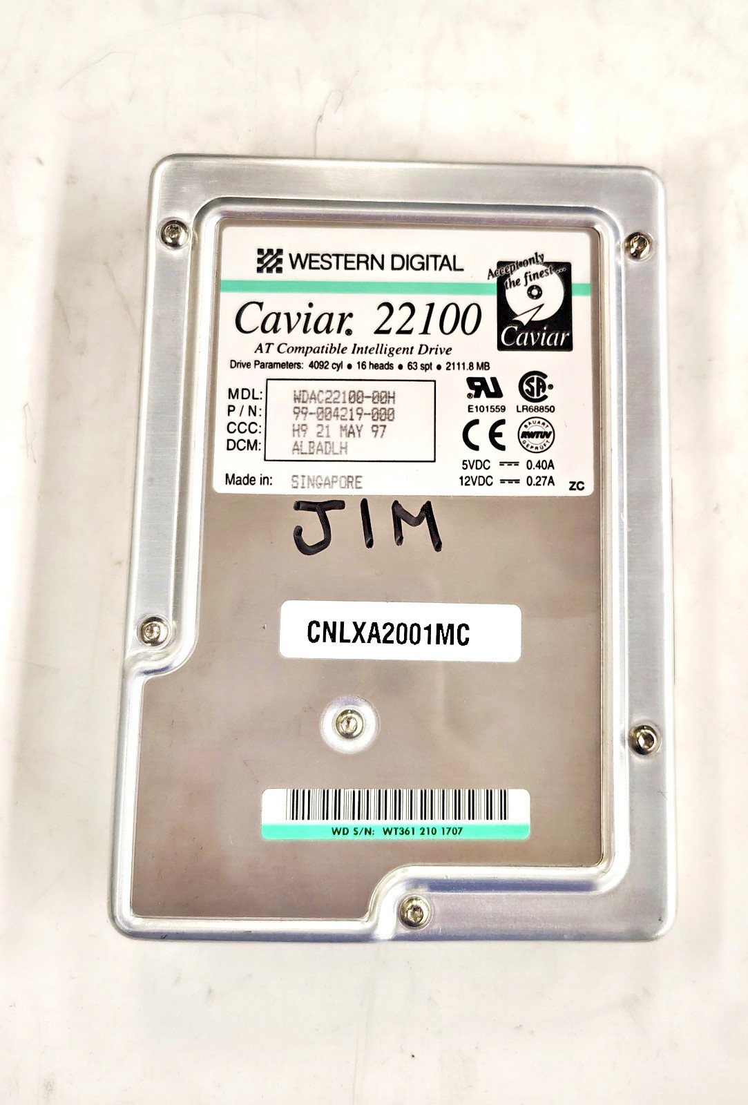 Western Digital WDAC22100-00H 2.1 GB 5200 RPM IDE 3.5" Hard Drive
