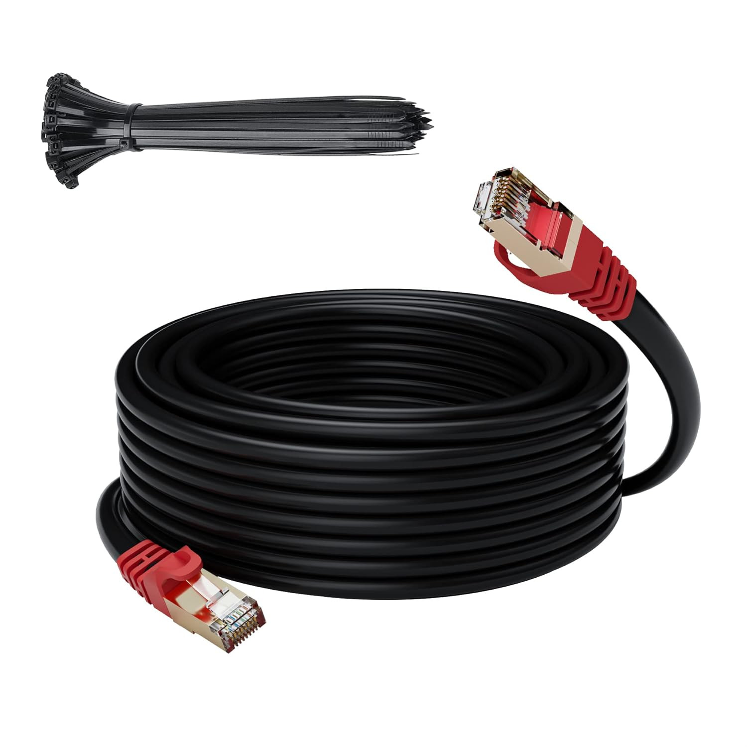 Cat 6E Cat 7 Outdoor Ethernet Cable 60 Ft, 10Gbps Heavy-Duty Shielded