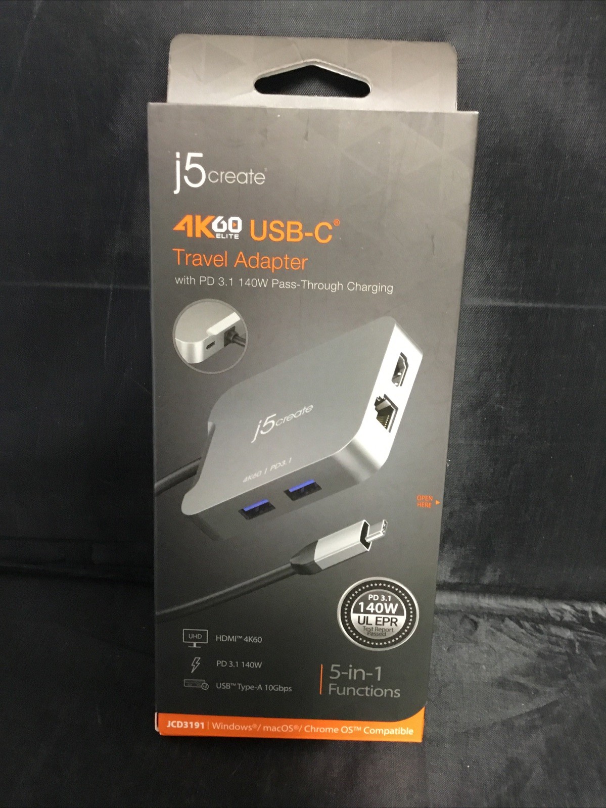 Authentic J5 Create 4K 60 ELITE USB-C Travel Adapter (JCD3191)